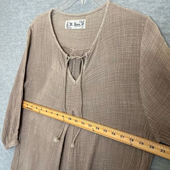 M. Rena Boho Lagenlook Gauze Tunic Womens Medium Beachy Artsy Breezy Made in USA - Picture 10 of 13
